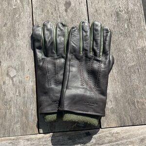 Ted Baker Black and Green Leather Gloves